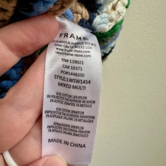 Frame Hand Crochet Tank Womens Large Green Blue White Brown Striped Knit Top - Picture 6 of 7